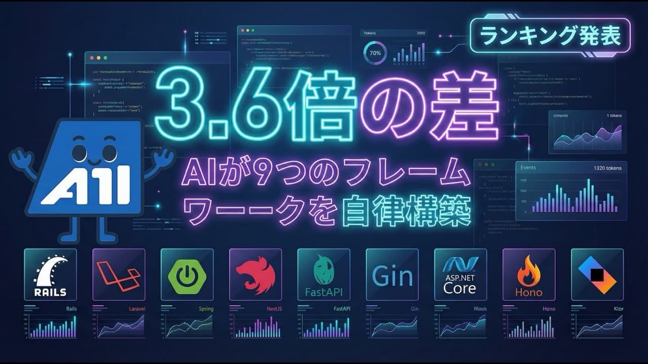 【検証】9つのWebフレームワークで同じAPIをAIに作らせたら出力トークン数に3.6倍の差が出た｜Rails・Laravel・Spring Boot・FastAPI他