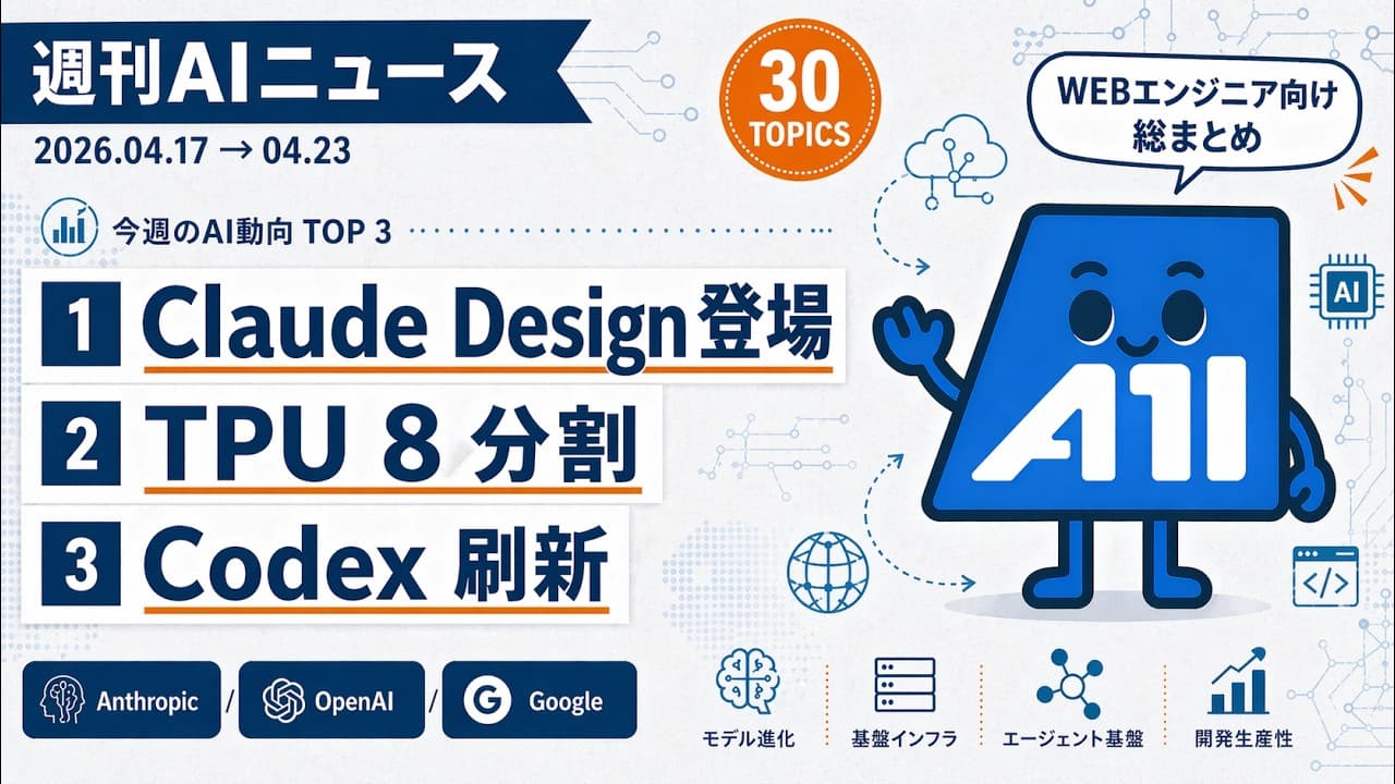 【週刊AIニュース】Claude Design登場・TPU分割・Codex刷新｜2026/4/17-4/23