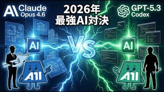 【2026年AI戦争】Claude Opus 4.6 vs GPT-5.3 Codex 徹底比較｜20分差で同時発表された2大AIの設計思想・機能・コストを解説