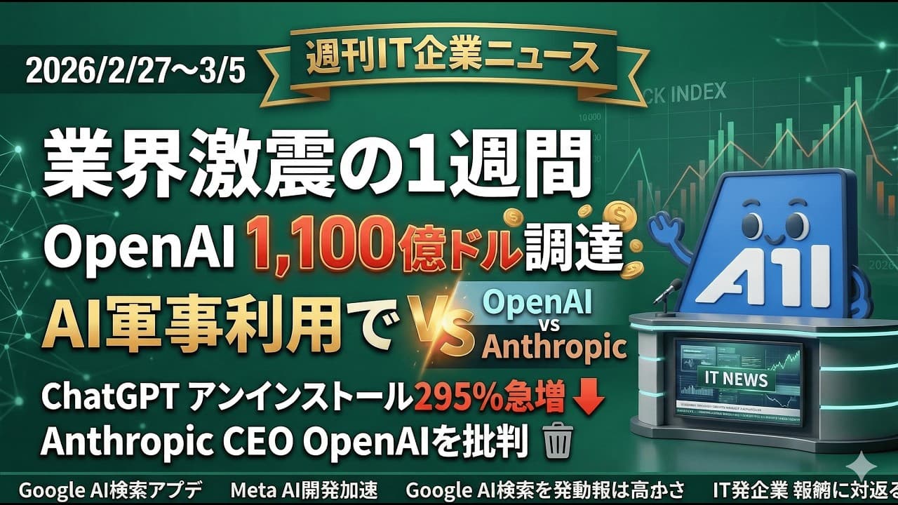 【週刊IT企業ニュース】OpenAI1100億ドル調達&AI軍事利用で業界二分、Apple低価格MacBook参入、AWS中東攻撃でクラウドの脆弱性露呈
