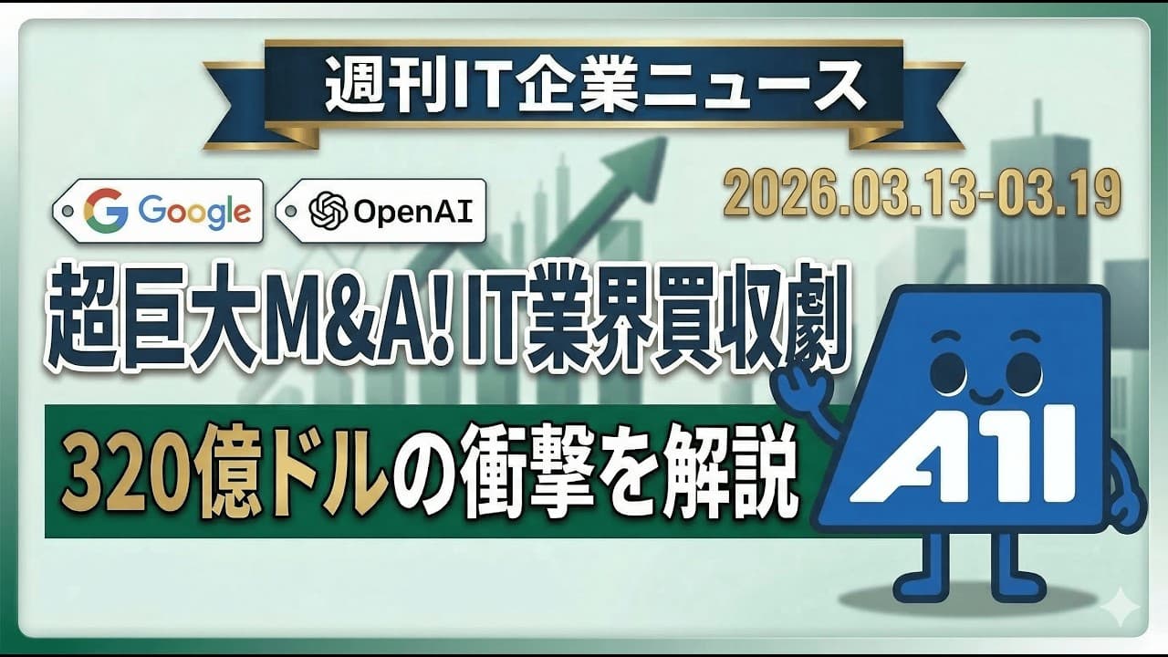 【週刊IT企業ニュース】Google史上最大320億ドル買収、Meta20%リストラ検討、Apple10万円以下Mac参入 | 2026年3月第3週
