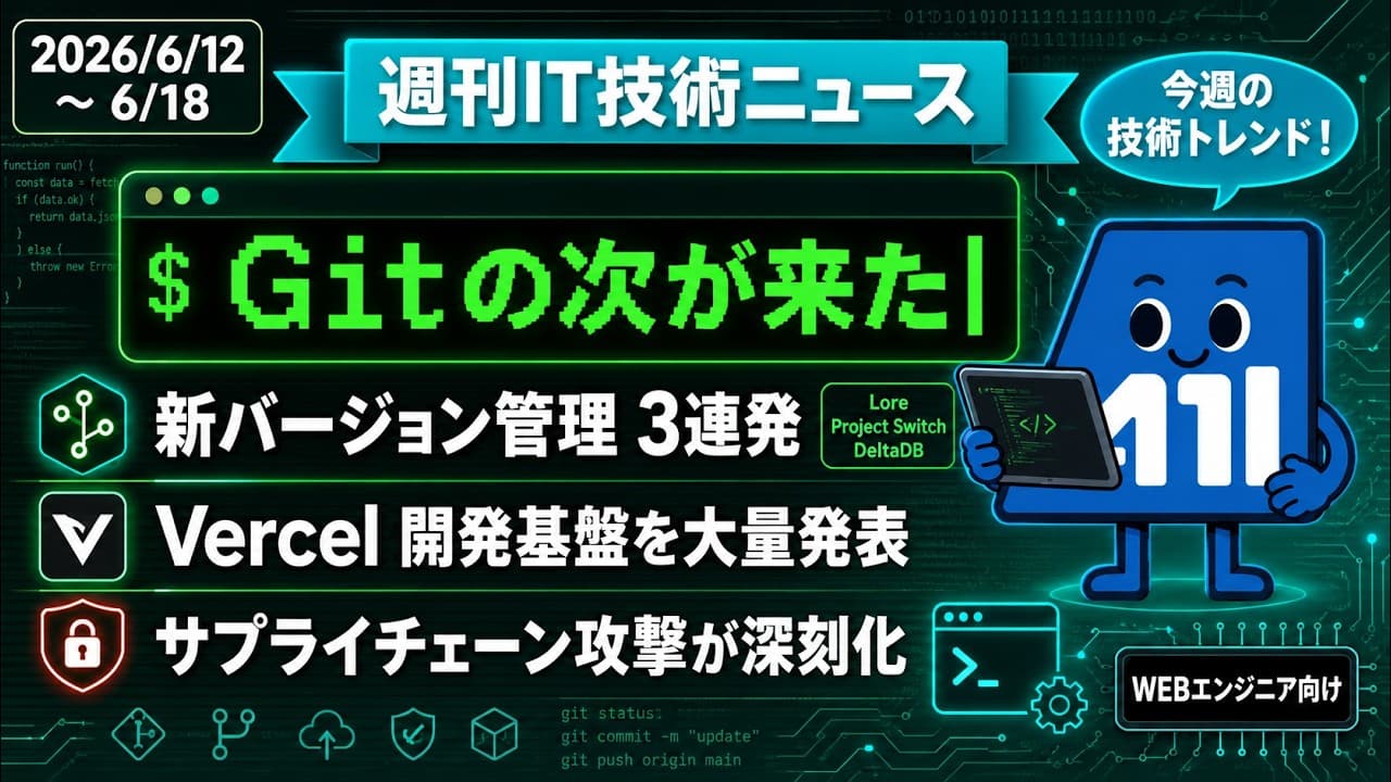 【2026/6/12〜6/18】週刊IT技術ニュース|Gitの次が来た・Vercelが開発基盤を大量発表・サプライチェーン攻撃が深刻化